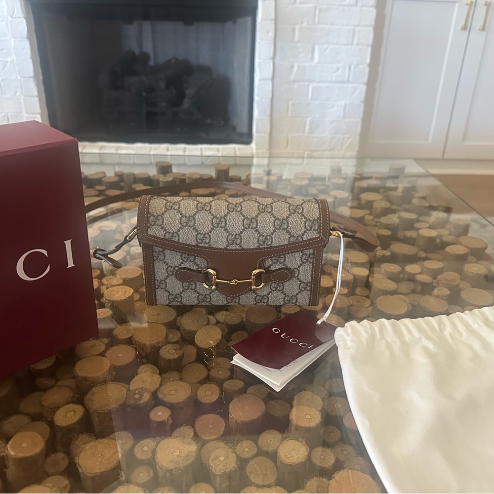 Gucci Signature Brown and Tan Crossbody Bag